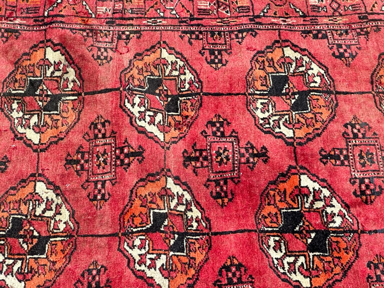 Bobyrug’s antique distressed Turkmen Bokhara rug  For Sale 5
