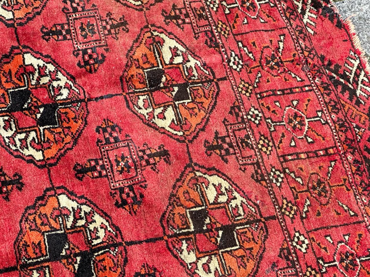 Bobyrug’s antique distressed Turkmen Bokhara rug  For Sale 6