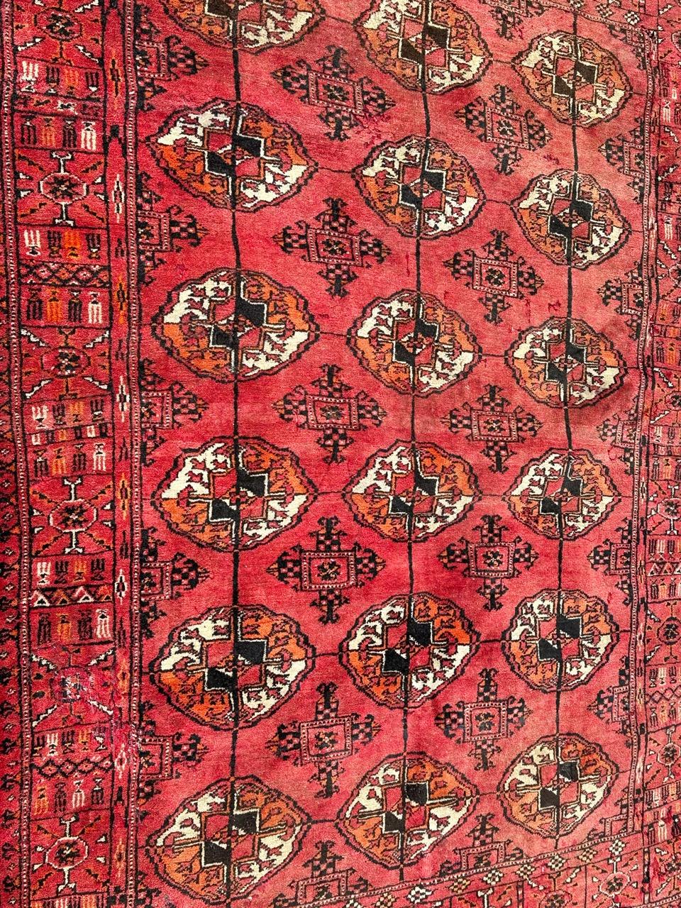 Bobyrug’s antique distressed Turkmen Bokhara rug  For Sale 12