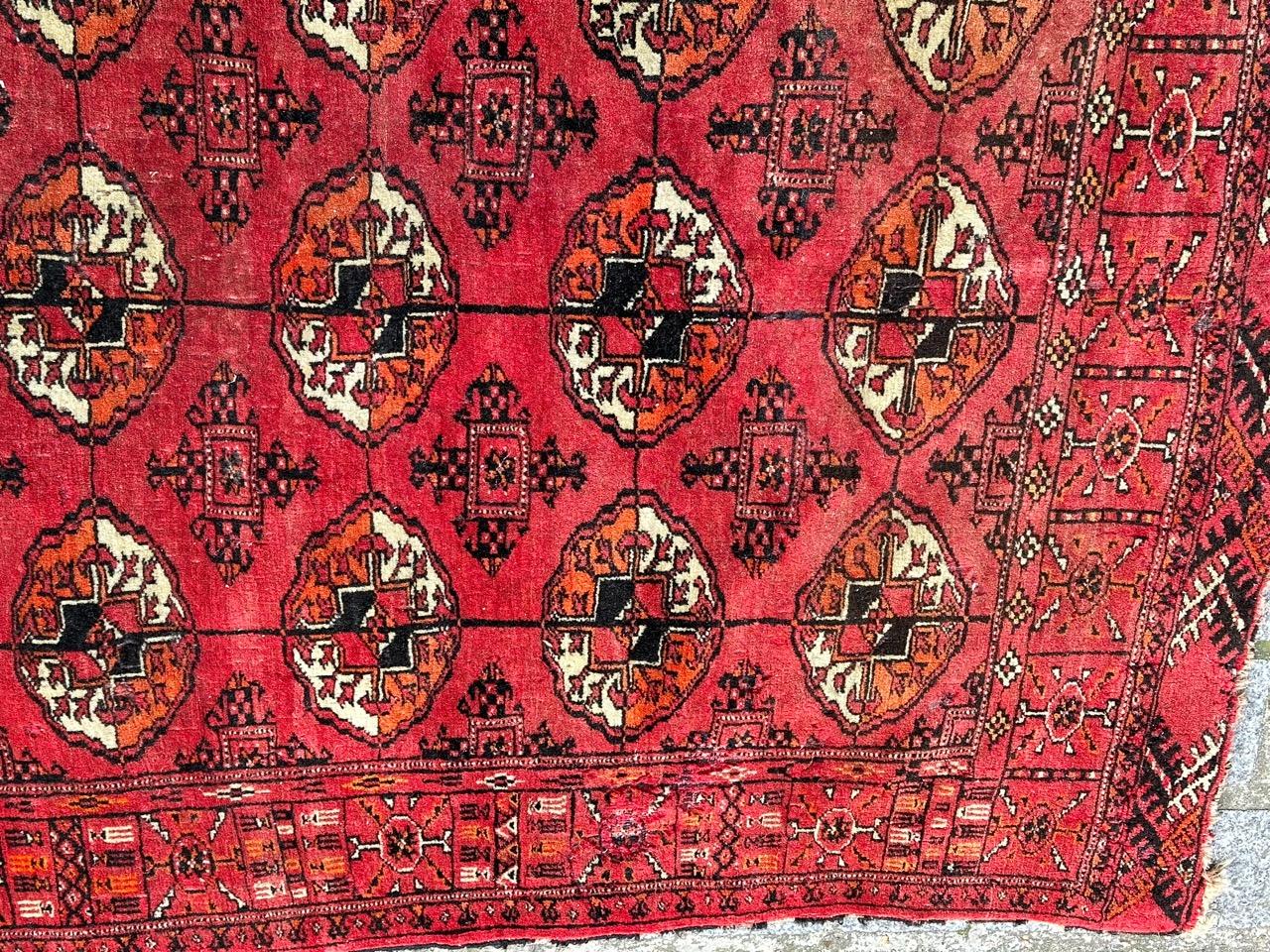 Afghan Bobyrug’s antique distressed Turkmen Bokhara rug  For Sale