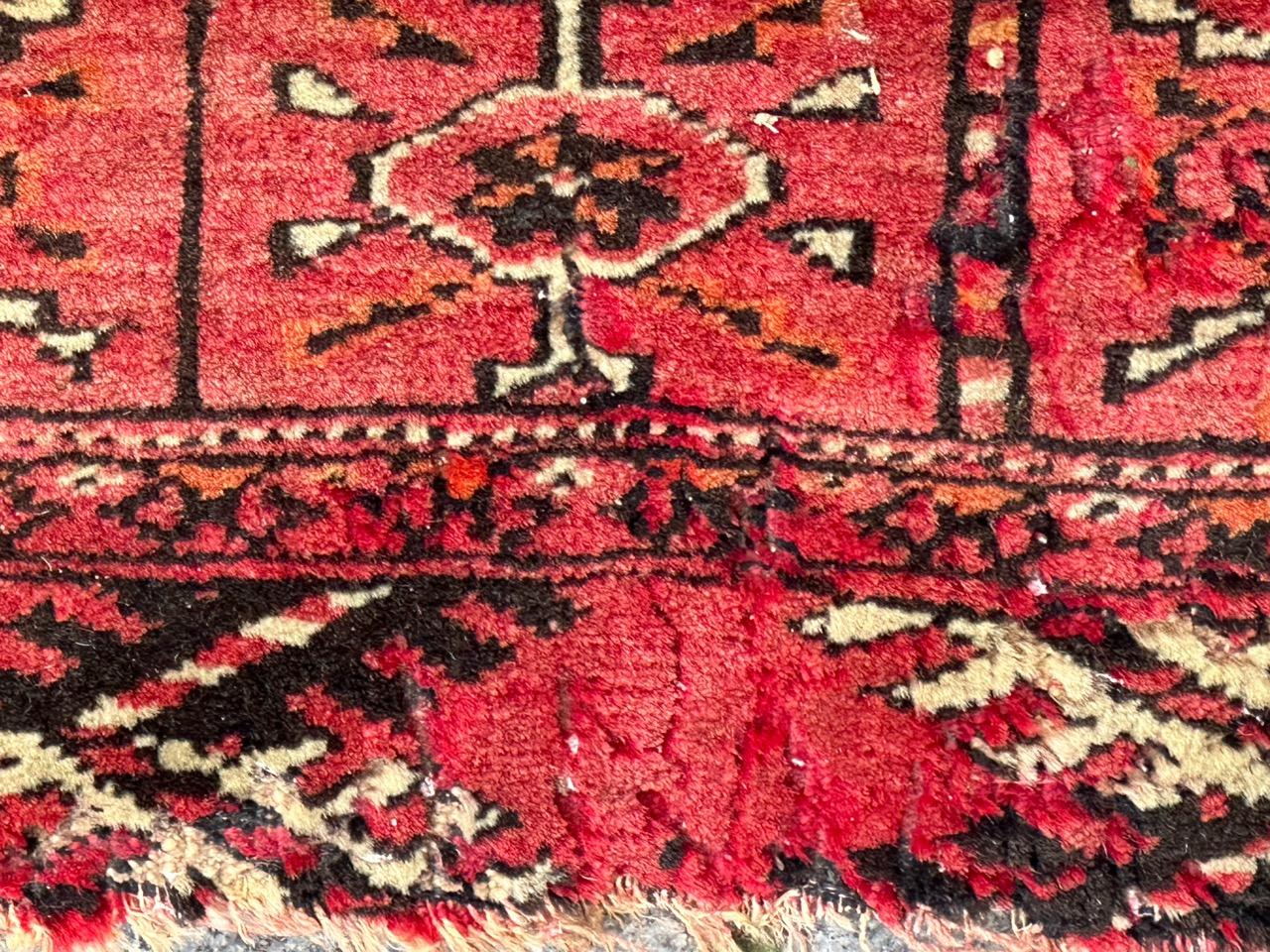 20th Century Bobyrug’s antique distressed Turkmen Bokhara rug  For Sale