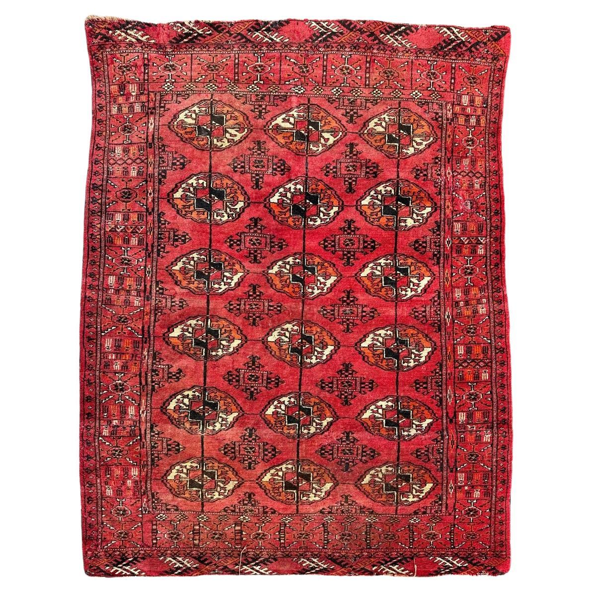 Bobyrug’s antique distressed Turkmen Bokhara rug  For Sale