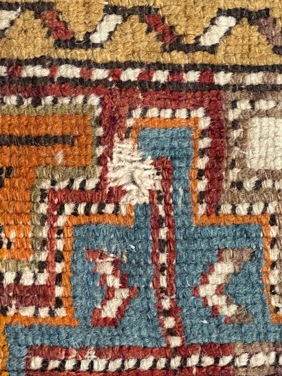 Bobyrug’s antique shirwan Caucasian fragment of rug In Fair Condition For Sale In Saint Ouen, FR