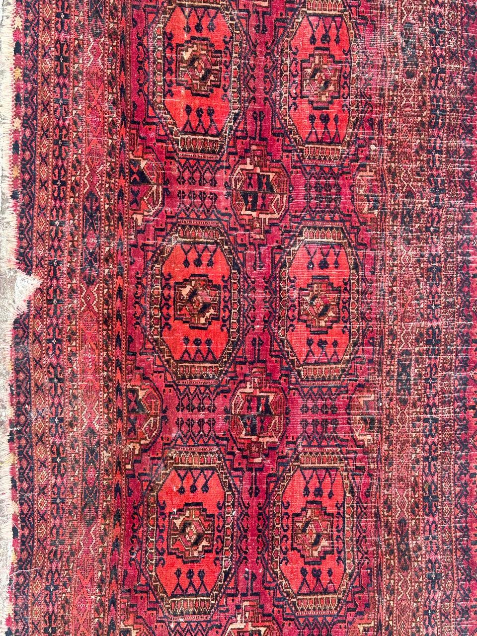 Late 19th century Turkmen Yomut Afghan Chuval rug, originally for horse cover, with a Beautiful Turkmen tribal design and nice natural colors with pink, brown, red , orange and blue, entirely and finely hand knotted with wool velvet on wool