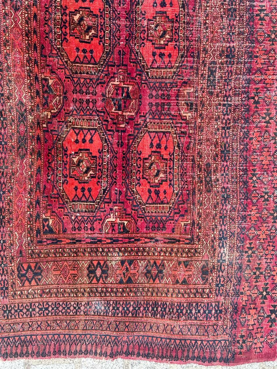  Antique Turkmen Yomut Chuval Horse Cover Rug In Fair Condition For Sale In Saint Ouen, FR