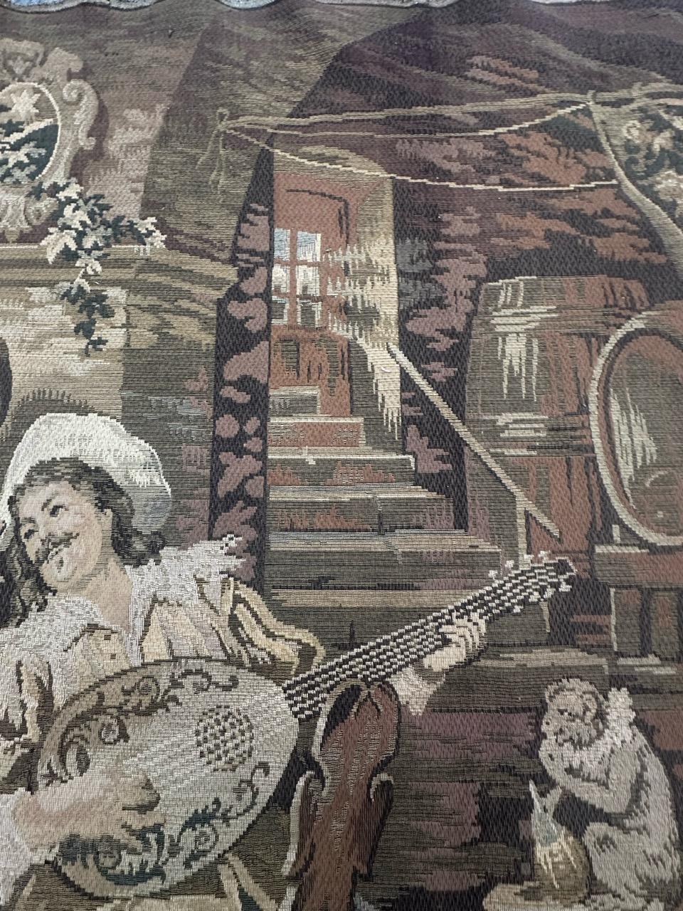 Bellissimo arazzo jacquard francese antico di Bobyrug in stile Aubusson in vendita 5