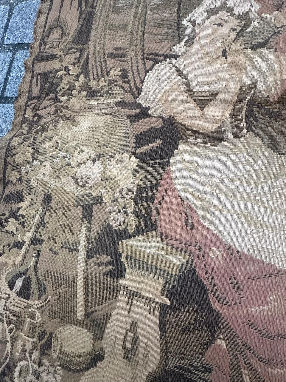 Bobyrug’s Beautiful antique French jacquard tapestry Aubusson style For Sale 9