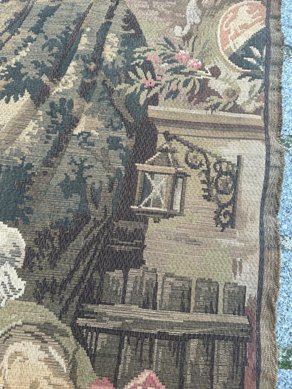 Bobyrug’s Beautiful antique French jacquard tapestry Aubusson style In Good Condition For Sale In Saint Ouen, FR