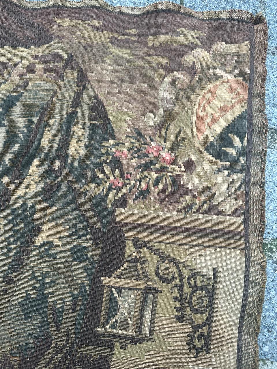 19th Century Bobyrug’s Beautiful antique French jacquard tapestry Aubusson style For Sale