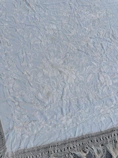 Beautiful Antique Manila Embroidered piano Shawl Chinese embroidery