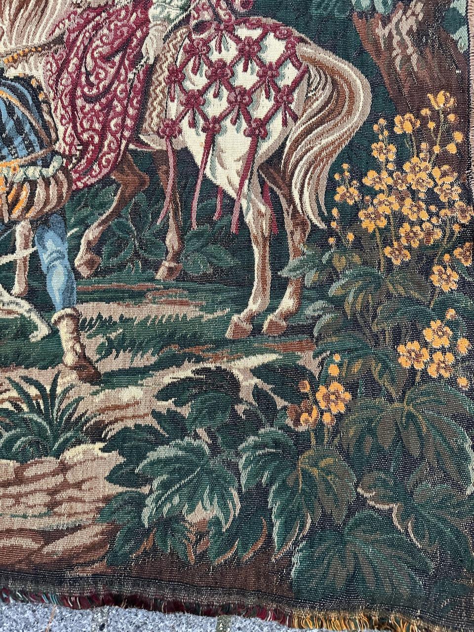 Bobyrug’s Beautiful Hunting French jacquard tapestry in Aubusson style  For Sale 4