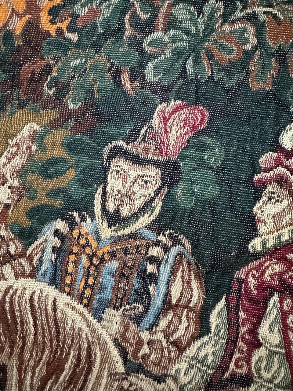 Bobyrug’s Beautiful Hunting French jacquard tapestry in Aubusson style  For Sale 8