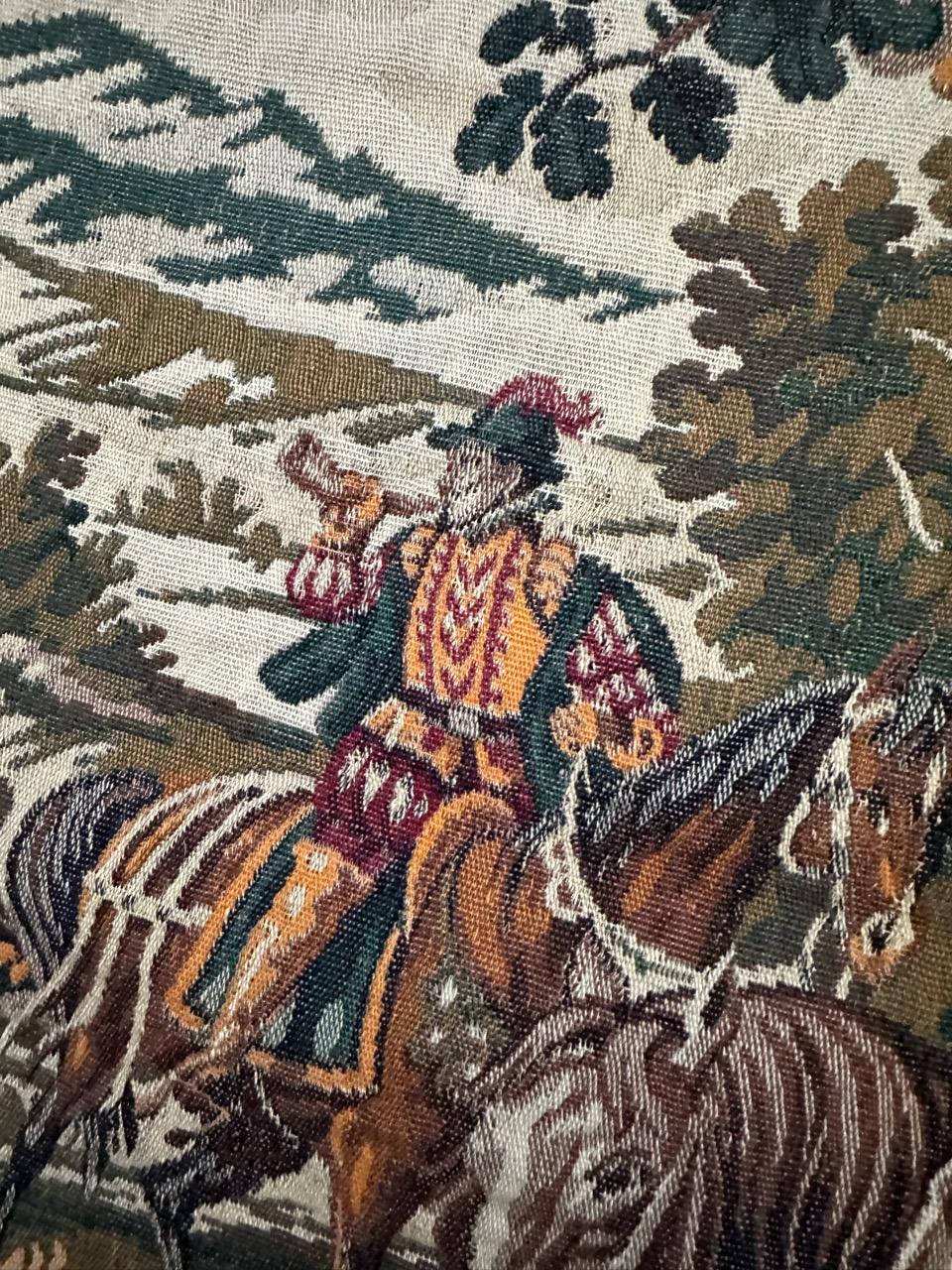 Bobyrug’s Beautiful Hunting French jacquard tapestry in Aubusson style  For Sale 9