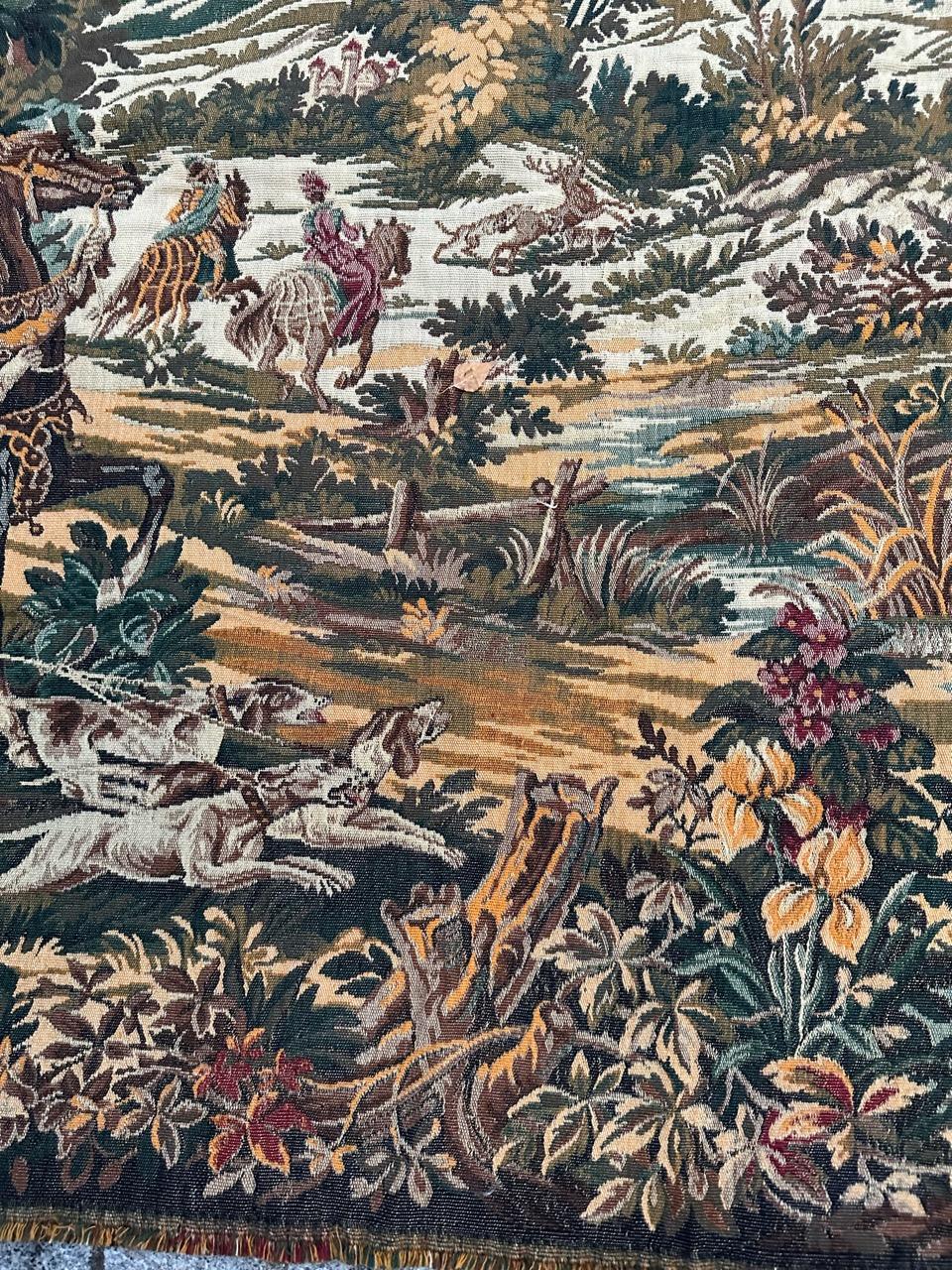 Bobyrug's Beautiful Hunting Französisch Jacquard-Wandteppich im Aubusson-Stil (Wolle) im Angebot