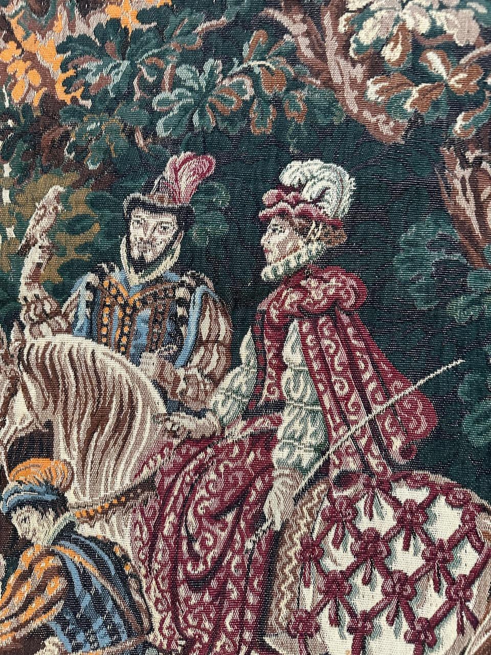 Bobyrug’s Beautiful Hunting French jacquard tapestry in Aubusson style  For Sale 3