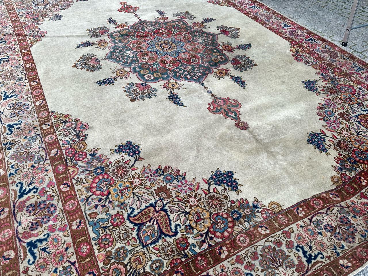 Bobyrug’s Beautiful large antique Kirman rug  For Sale 3