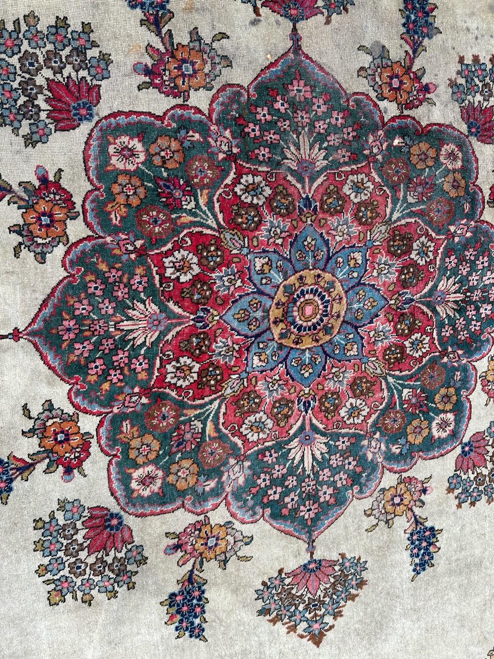 Asian Bobyrug’s Beautiful large antique Kirman rug  For Sale