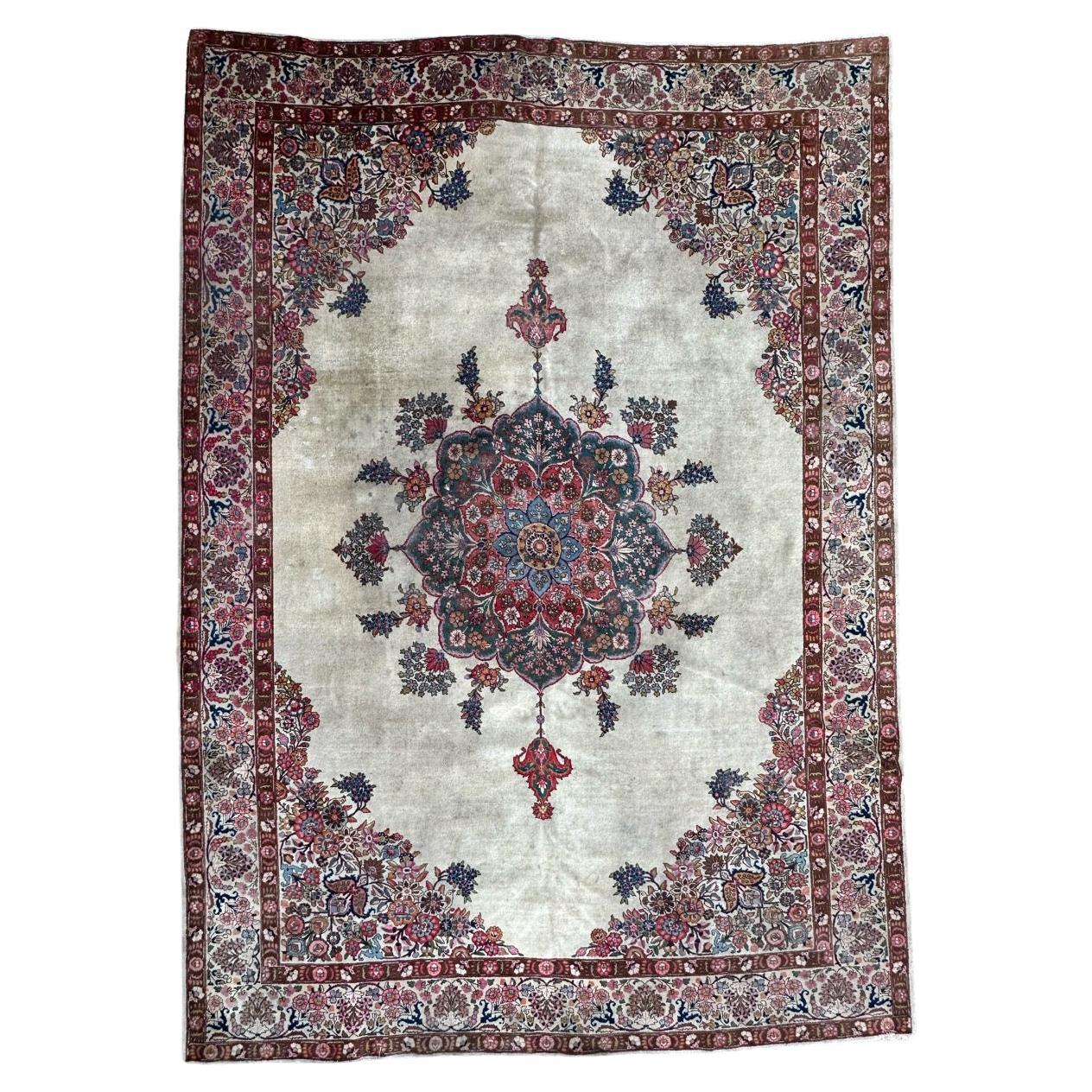 Bobyrug’s Beautiful large antique Kirman rug  For Sale