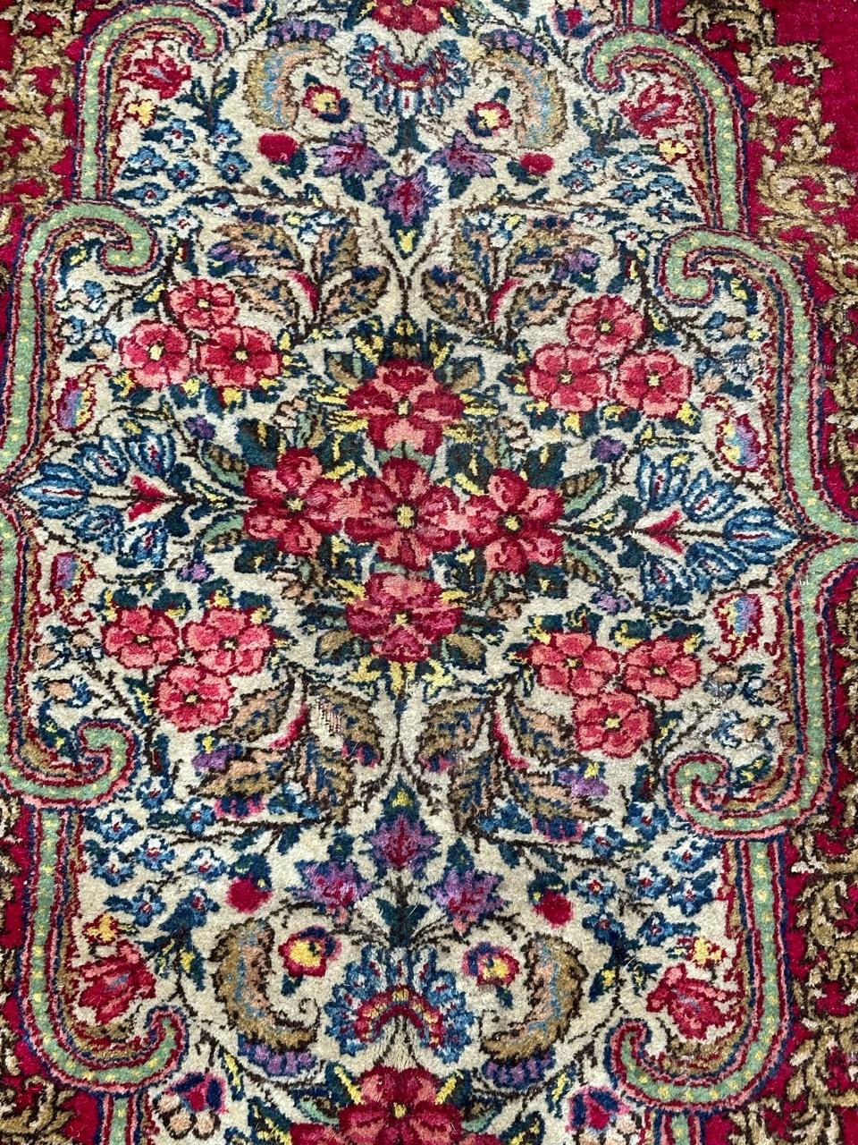 Bobyrug’s Beautiful large mid century distressed Kirman rug  For Sale 7