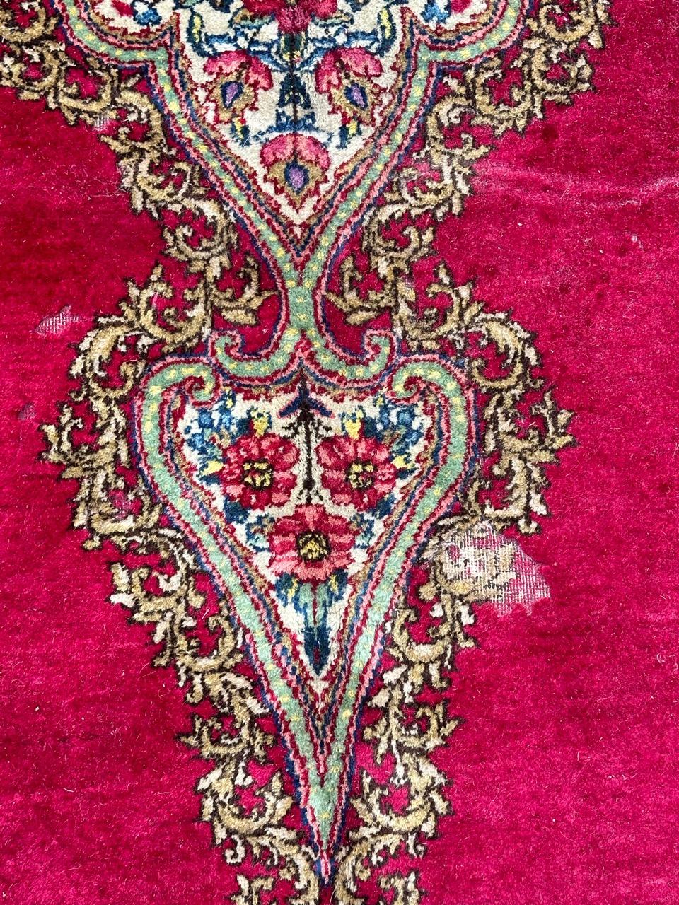 Bobyrug’s Beautiful large mid century distressed Kirman rug  For Sale 8