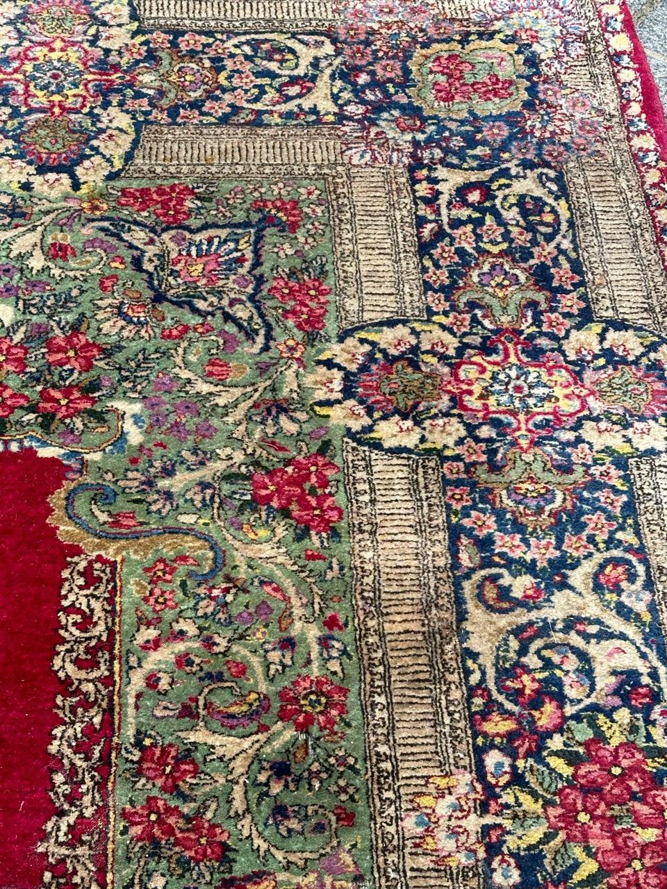 Bobyrug’s Beautiful large mid century distressed Kirman rug  For Sale 9