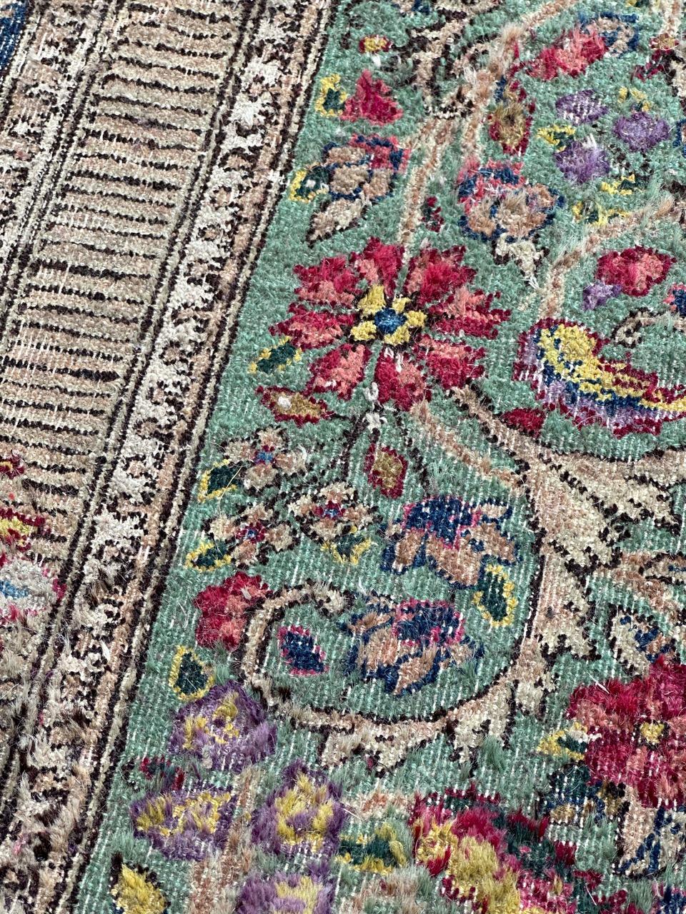 Bobyrug’s Beautiful large mid century distressed Kirman rug  For Sale 13