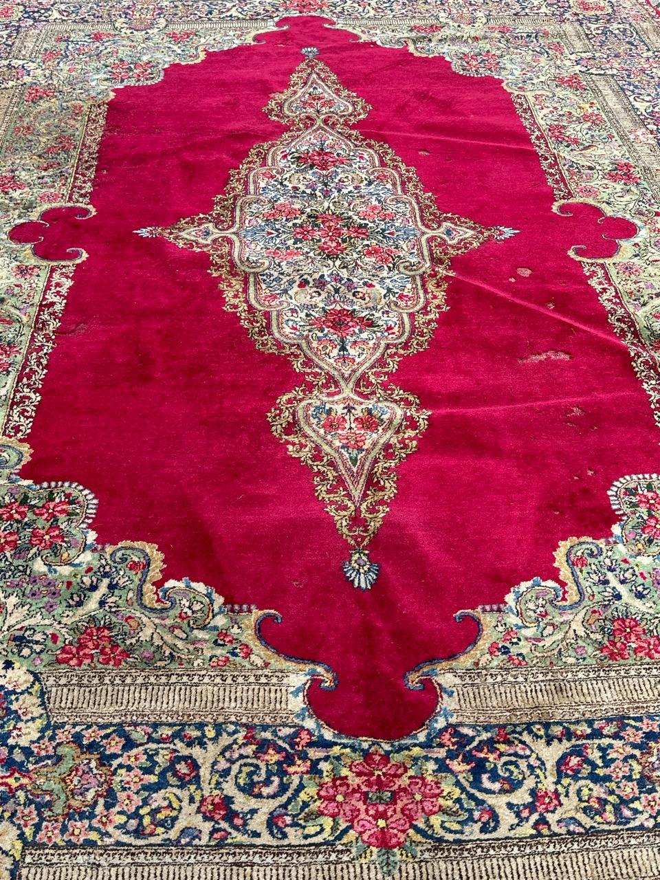 20th Century Bobyrug’s Beautiful large mid century distressed Kirman rug  For Sale