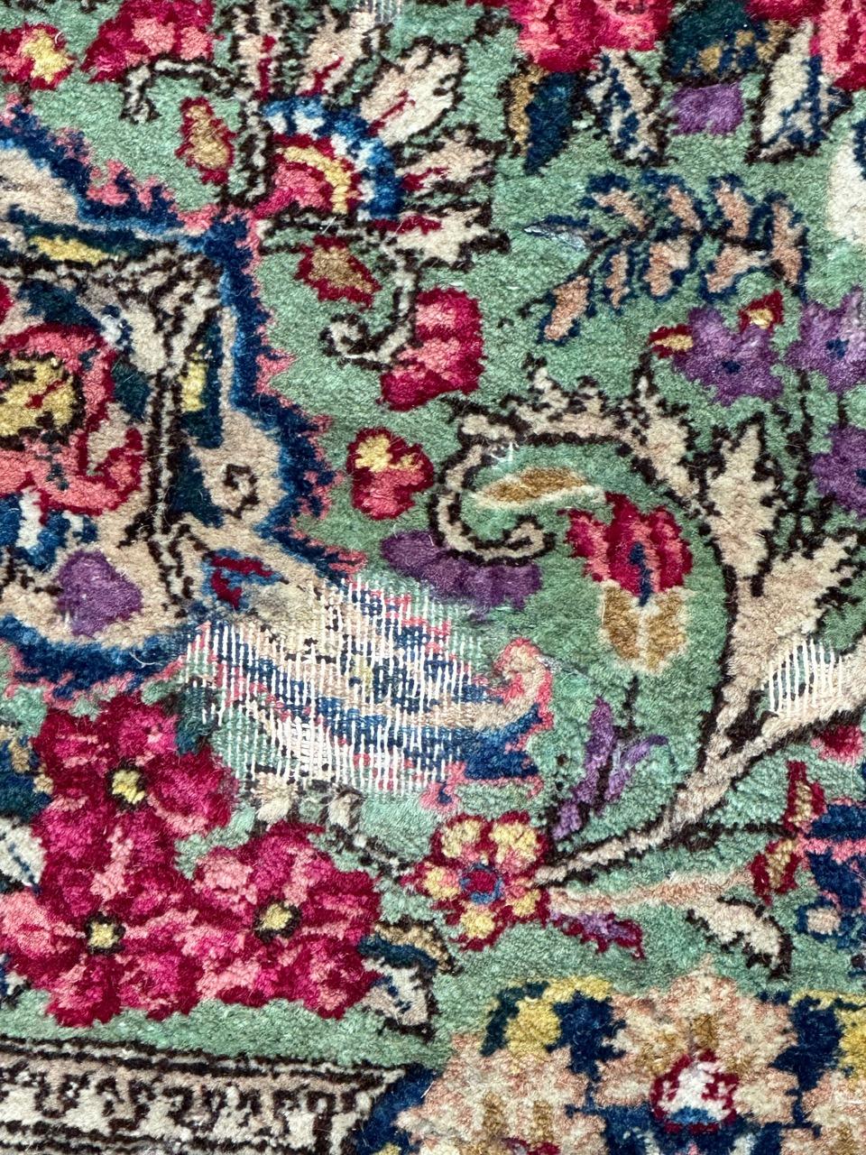 Bobyrug’s Beautiful large mid century distressed Kirman rug  For Sale 1