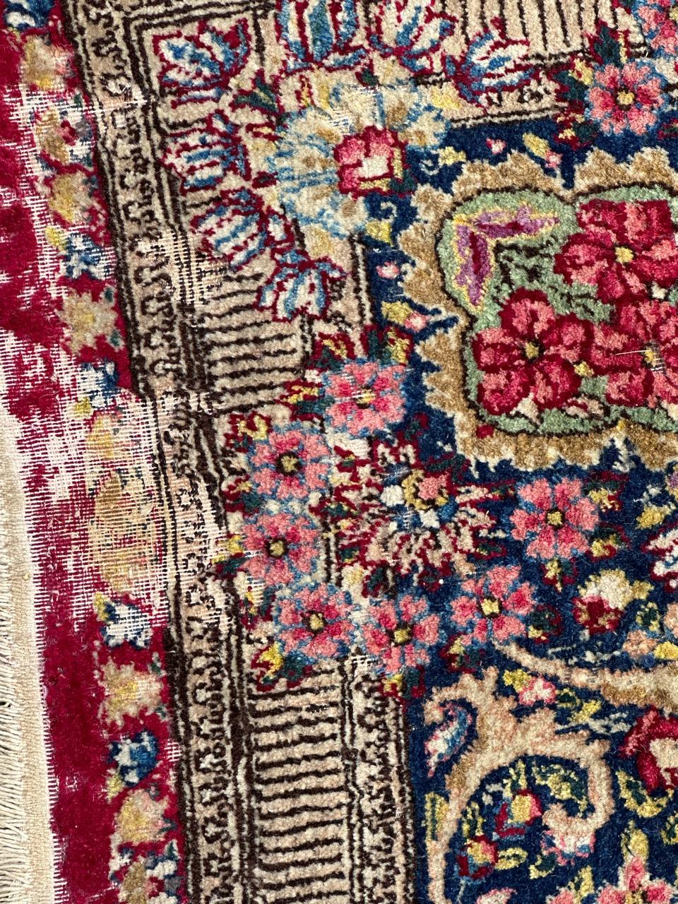 Bobyrug’s Beautiful large mid century distressed Kirman rug  For Sale 2