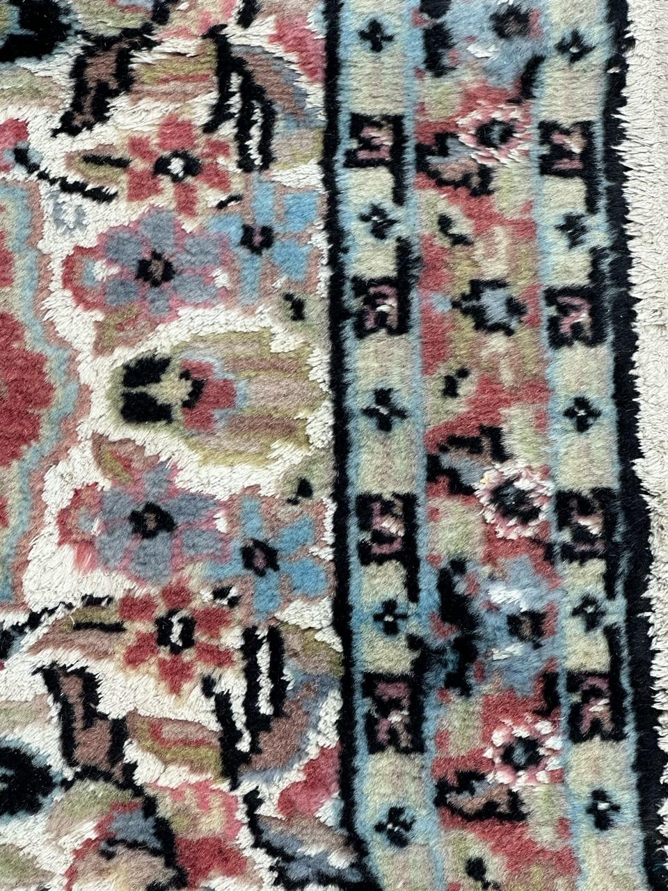 Bobyrug’s Beautiful little vintage silk and wool Pakistani rug  For Sale 4