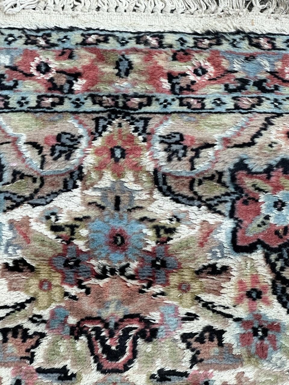 Bobyrug’s Beautiful little vintage silk and wool Pakistani rug  For Sale 5