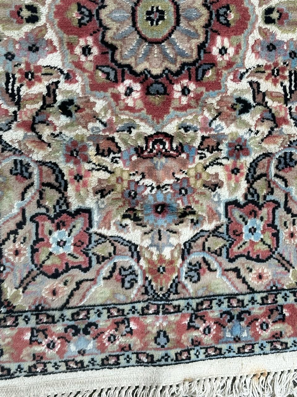 Kashan Beautiful little vintage silk and wool Pakistani rug  For Sale