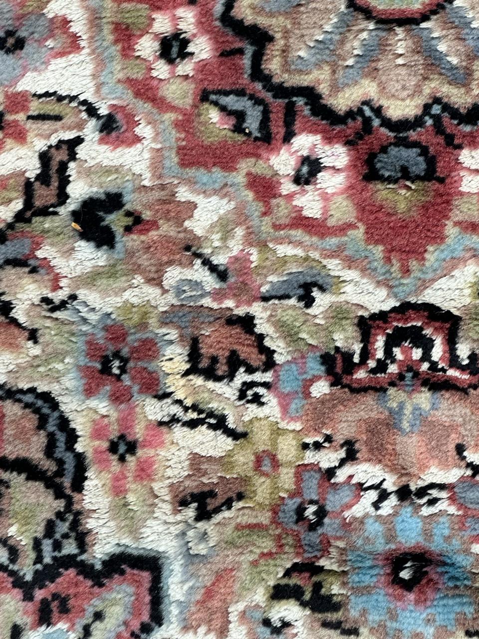 Bobyrug’s Beautiful little vintage silk and wool Pakistani rug  For Sale 2