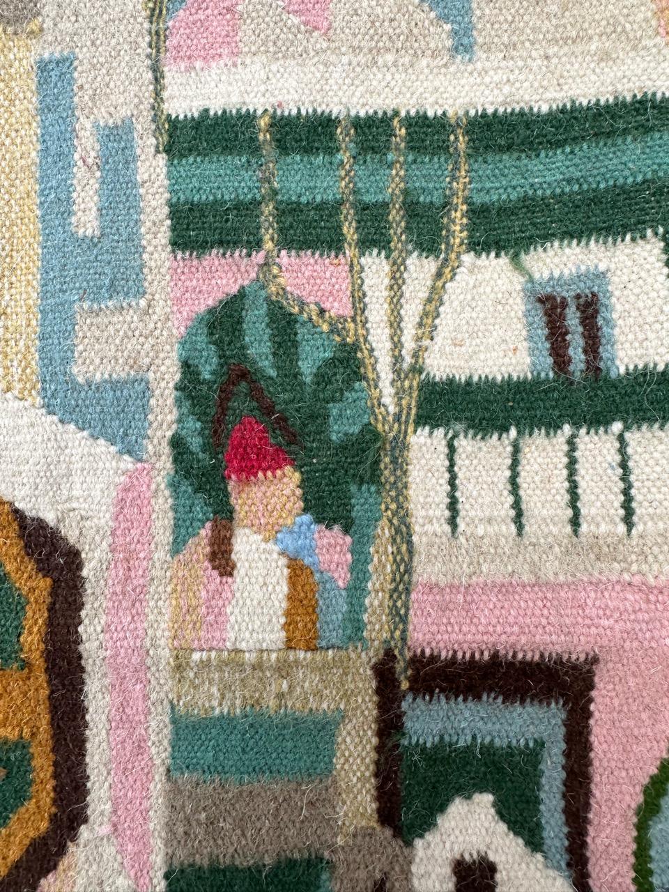 Bobyrug’s Beautiful Mid Century Tunisian Hand Woven Tapestry For Sale 5