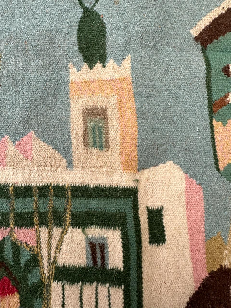 Bobyrug’s Beautiful Mid Century Tunisian Hand Woven Tapestry For Sale 6