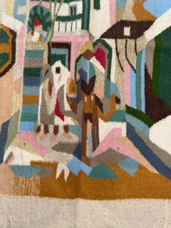 Bobyrug’s Beautiful Mid Century Tunisian Hand Woven Tapestry