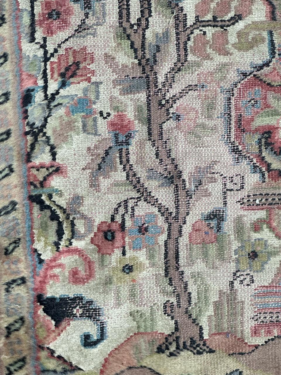 Bobyrug's Schöne kleine Vintage Seide und Wolle pakistanischen Teppich  im Angebot 3