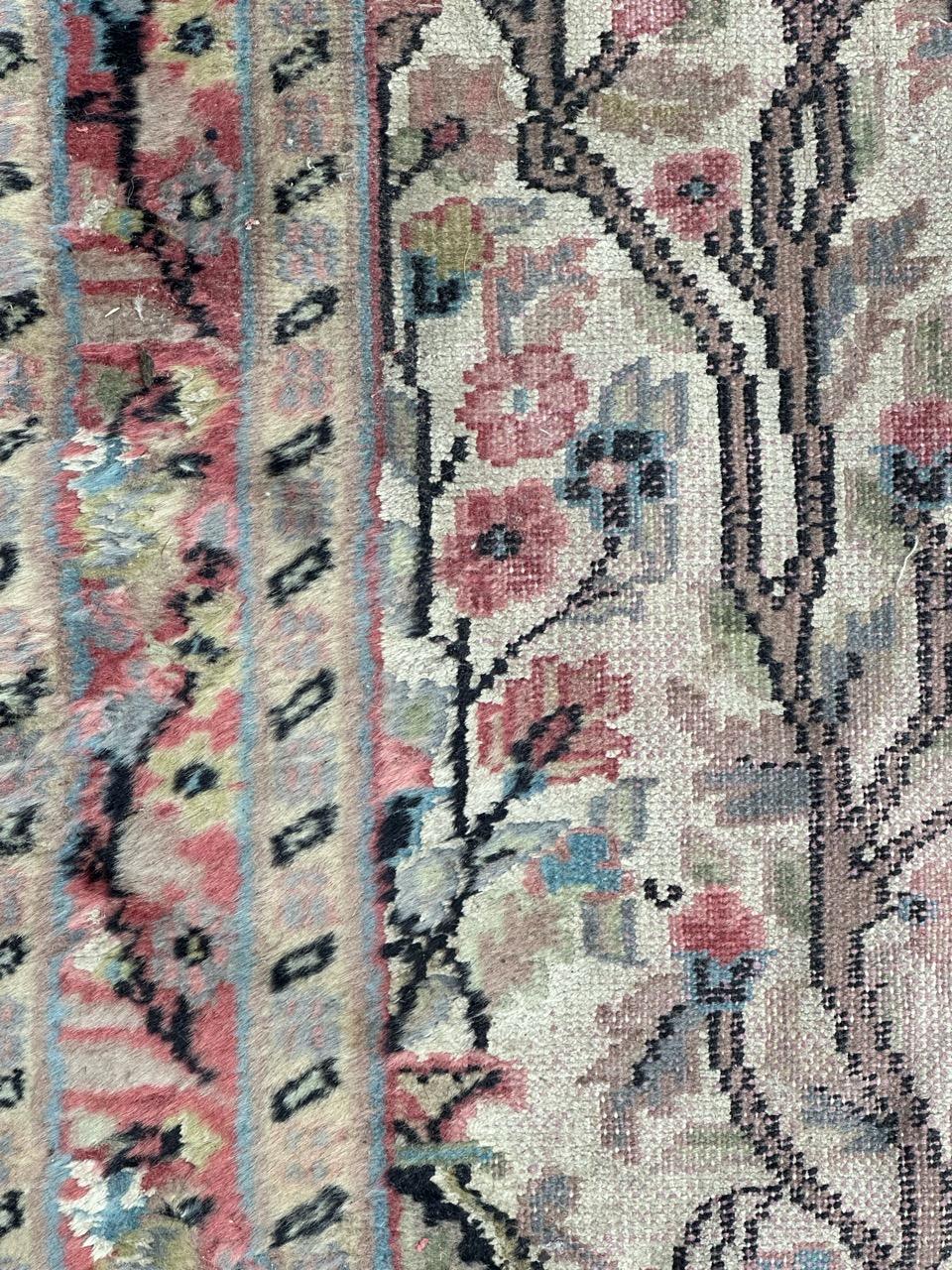 Bobyrug's Schöne kleine Vintage Seide und Wolle pakistanischen Teppich  im Angebot 4