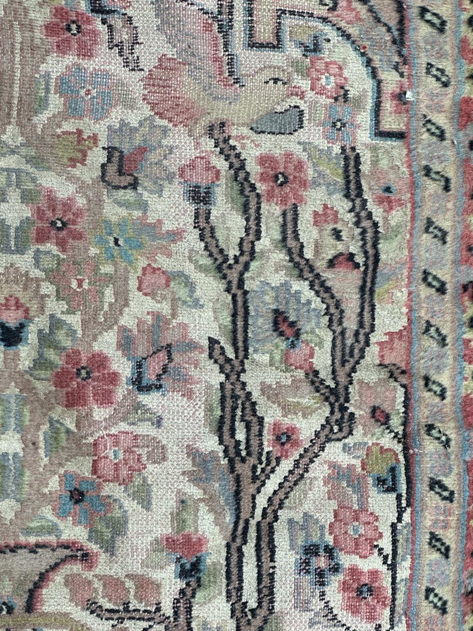 Bobyrug’s Beautiful small vintage silk and wool Pakistani rug  For Sale 5
