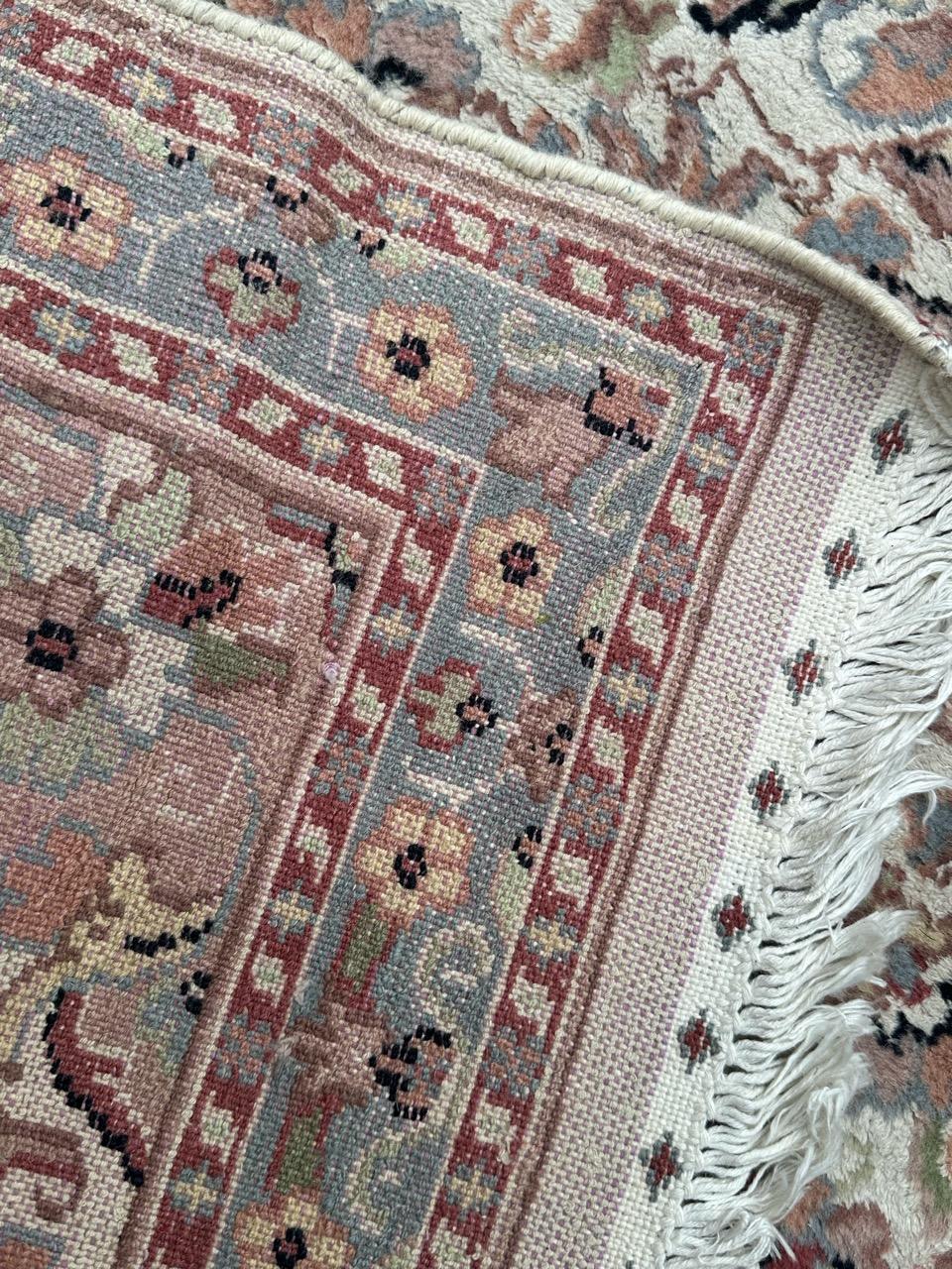 Bobyrug’s Beautiful small vintage silk and wool Pakistani rug  For Sale 6