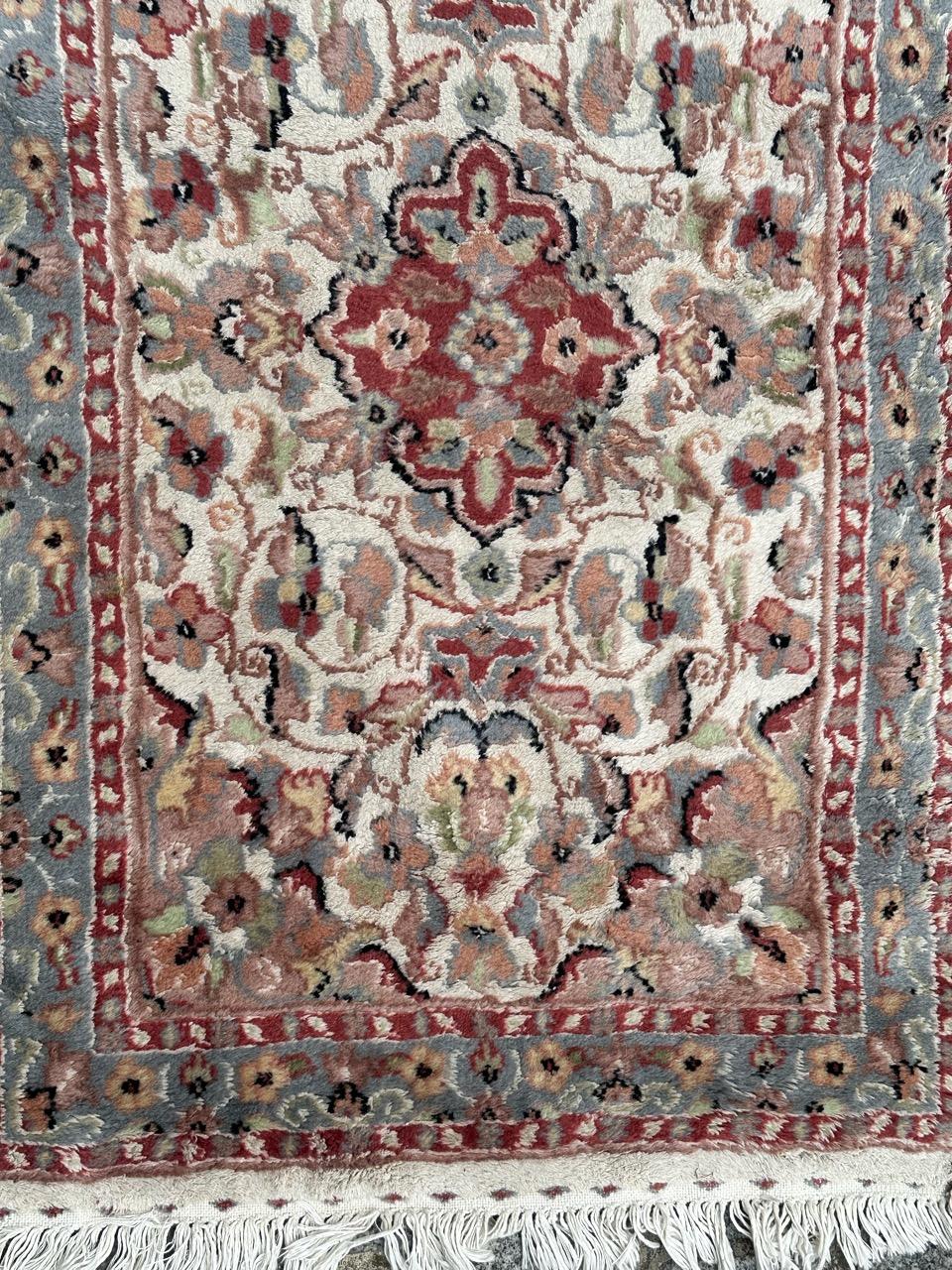 Hand-Knotted Beautiful small vintage silk and wool Pakistani rug  For Sale