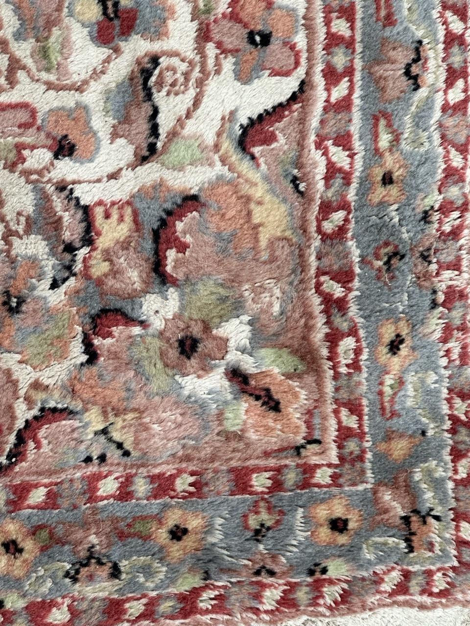 Late 20th Century Bobyrug’s Beautiful small vintage silk and wool Pakistani rug  For Sale