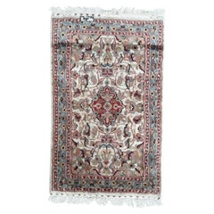 Beautiful small vintage silk and wool Pakistani rug 