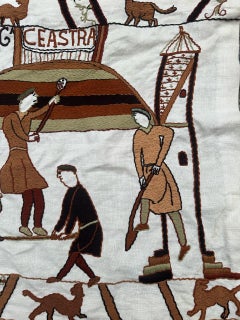 Bobyrug's Schöner französischer gestickter Wandteppich im Vintage-Stil, Bayeux Museum Design