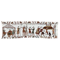 Precioso tapiz bordado francés vintage de Bobyrug, diseño del museo de Bayeux