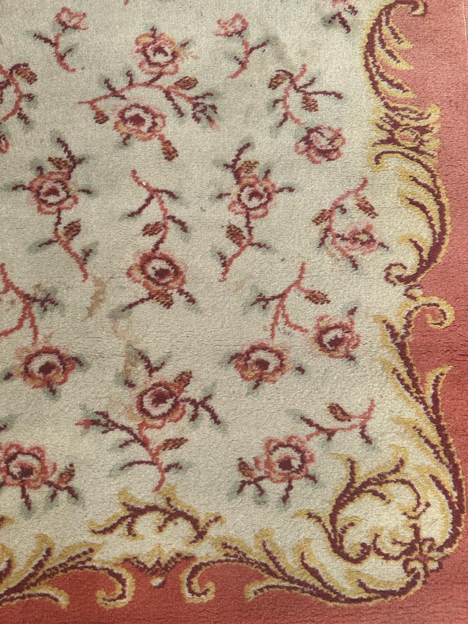 Bobyrug’s Beautiful vintage pair of Aubusson style rugs For Sale 1