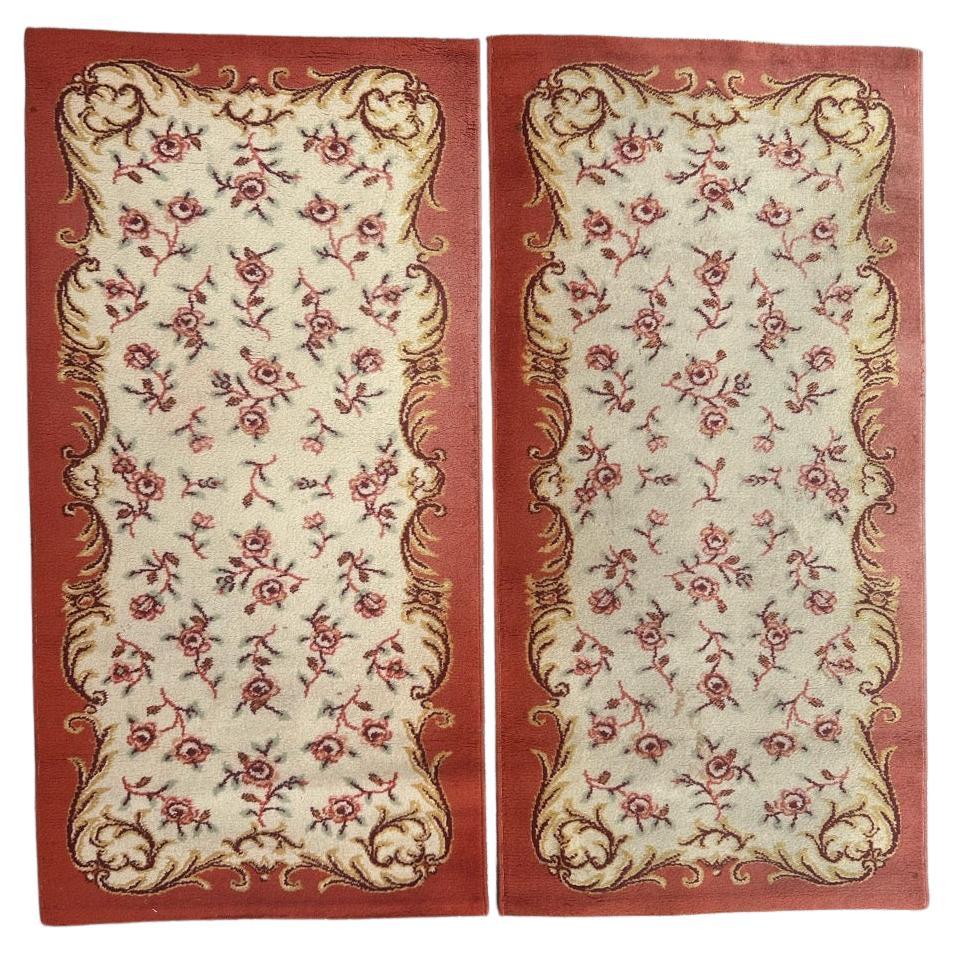 Bobyrug’s Beautiful vintage pair of Aubusson style rugs For Sale