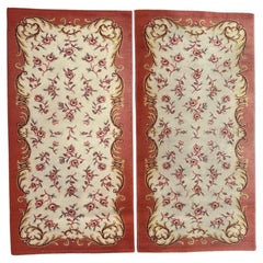 Beautiful vintage pair of Aubusson style rugs