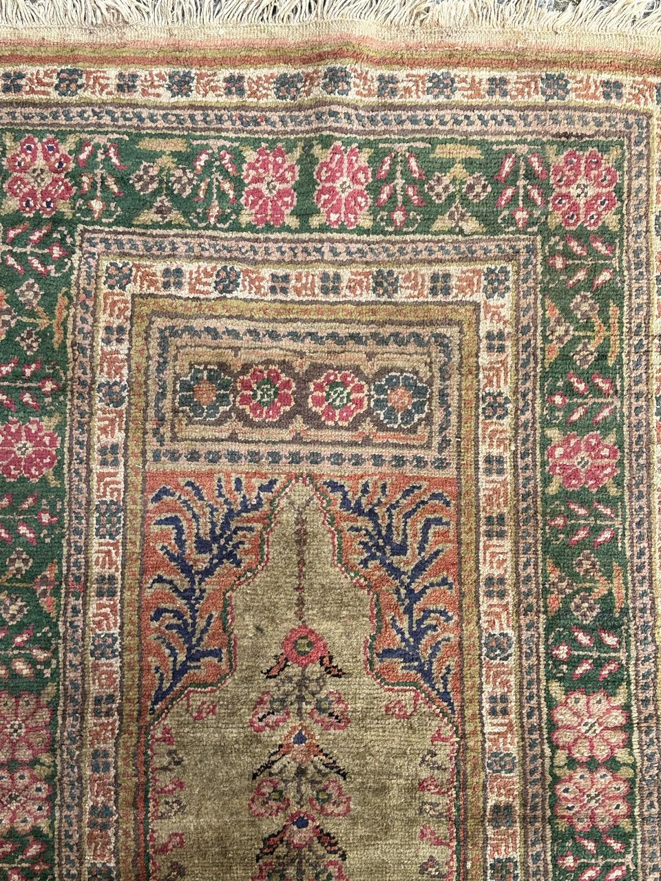 Hand-Knotted Bobyrug’s Beautiful vintage Turkish Kayseri silk rug  For Sale