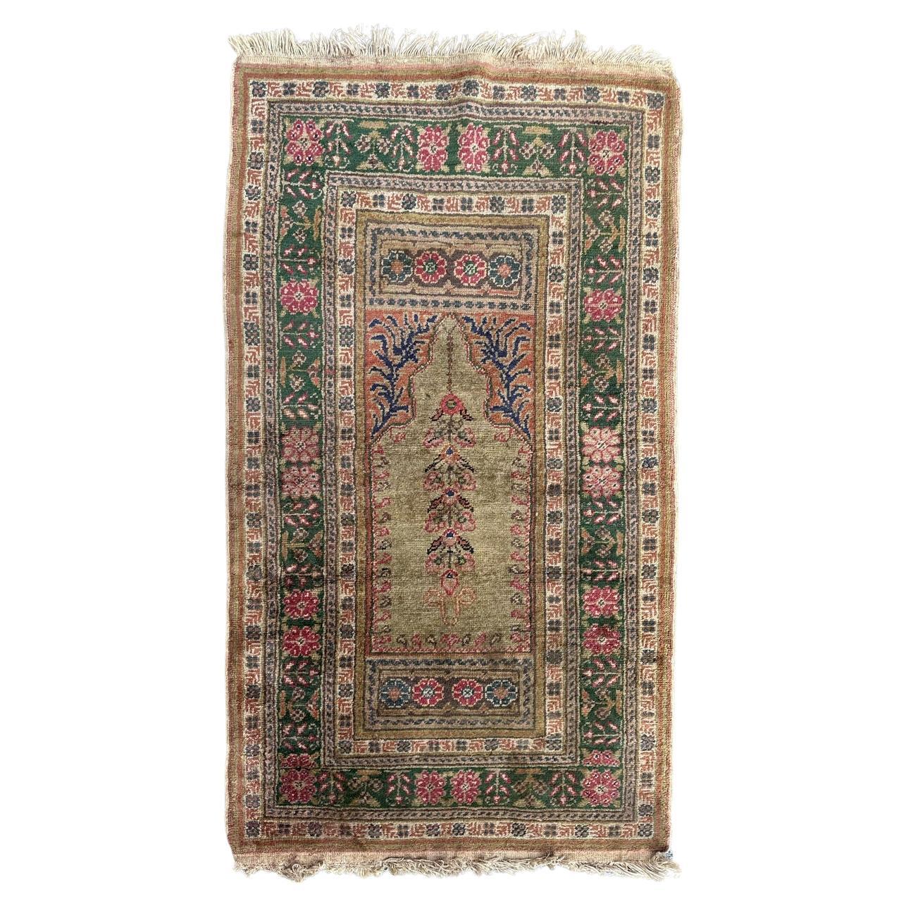 Bobyrug’s Beautiful vintage Turkish Kayseri silk rug  For Sale
